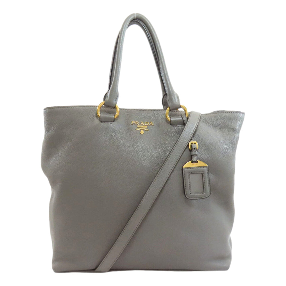 Prada Gray Vitello Phenix Shopping Tote Bag