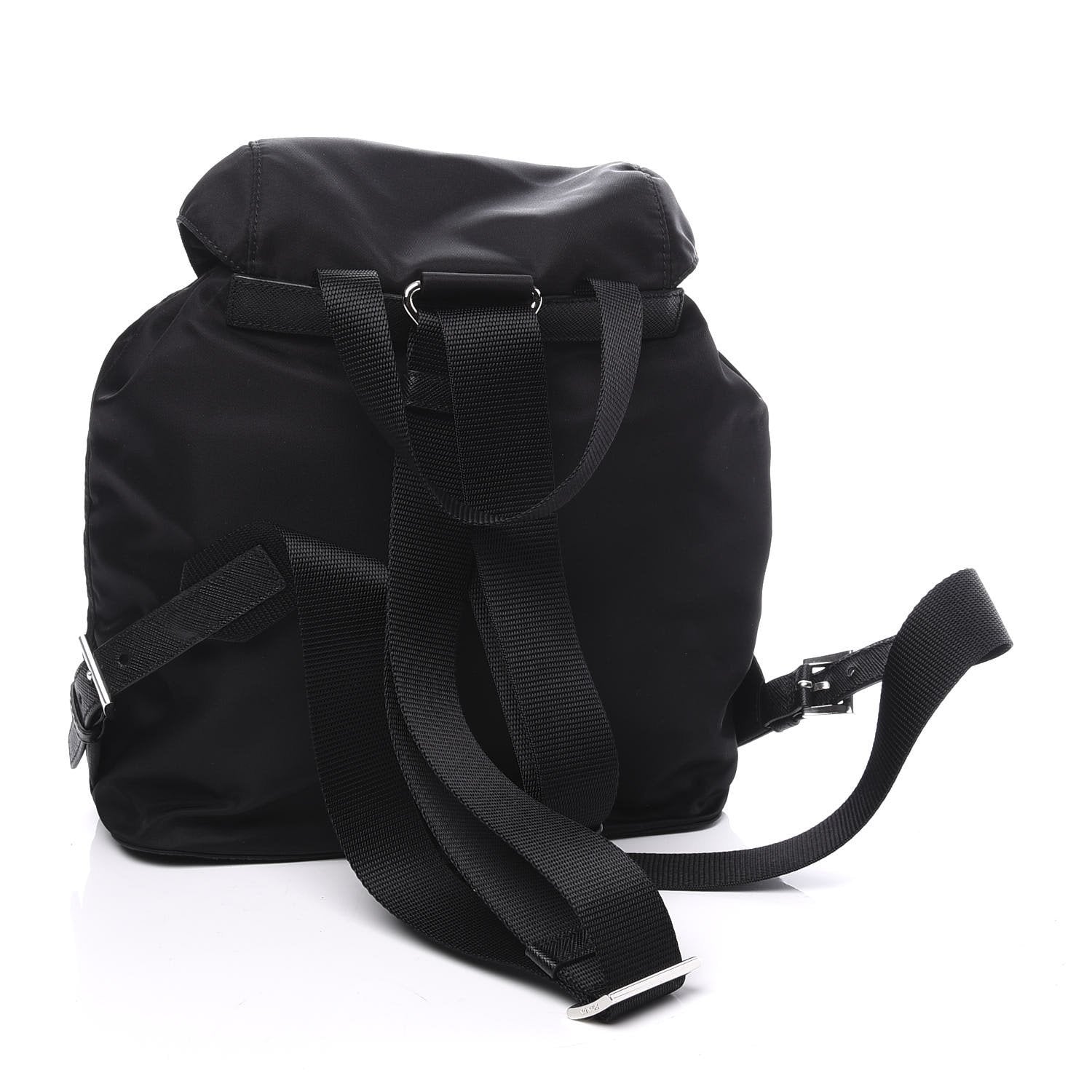 Prada Re-Nylon and Saffiano Leather Trim Medium Drawstring Rucksack Backpack in Black
