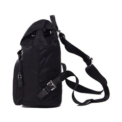Prada Re-Nylon and Saffiano Leather Trim Medium Drawstring Rucksack Backpack in Black